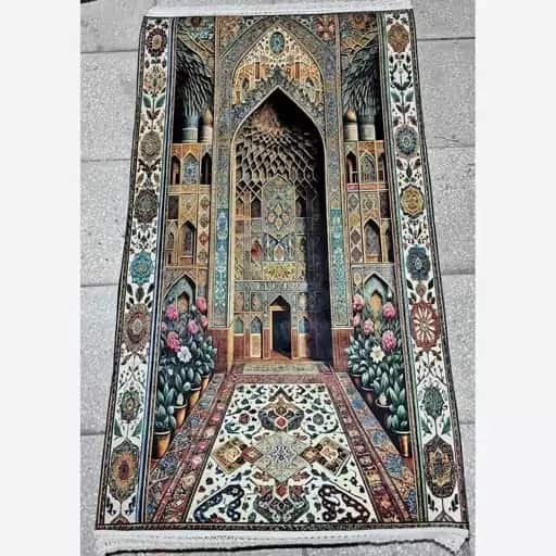 سجاده مخمل سه‌ بعدی با طراحی برجسته و رنگ‌ های عمیق